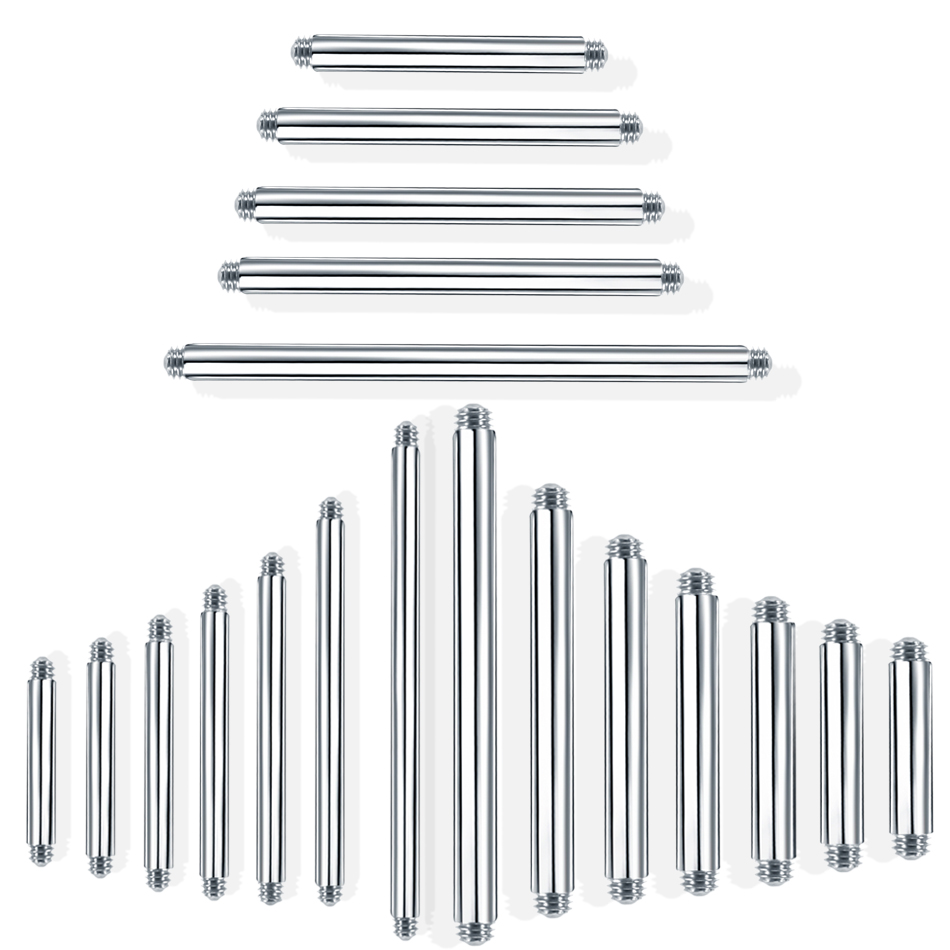 Tongue Barbell Straight - 100개/세트 스틸 14G 16G 스트레이트 바벨