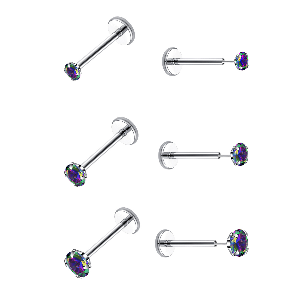 Body Jewelry Threadless - 20G 플랫 백 스레드리스 귀걸이 저자