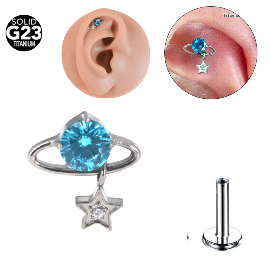 Body Jewelry Universe - 영원한 금속 우주 내부 나사산 CZ