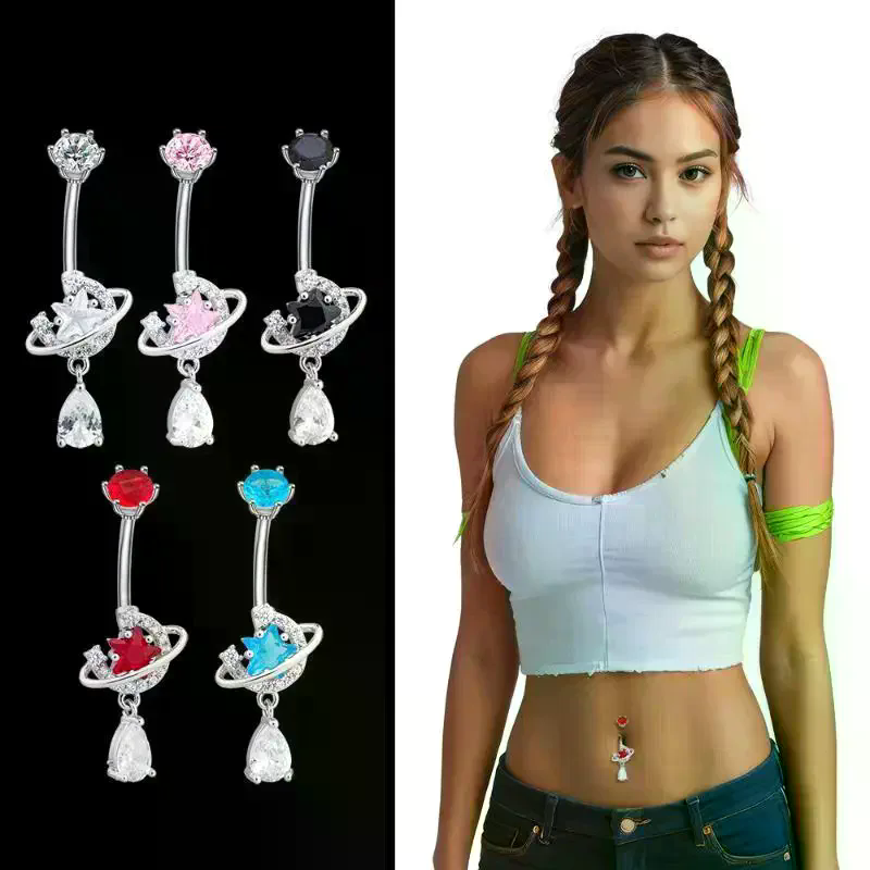 Body Jewelry Universe - 크리스탈 지르콘 유니버스 댕글 배꼽 링