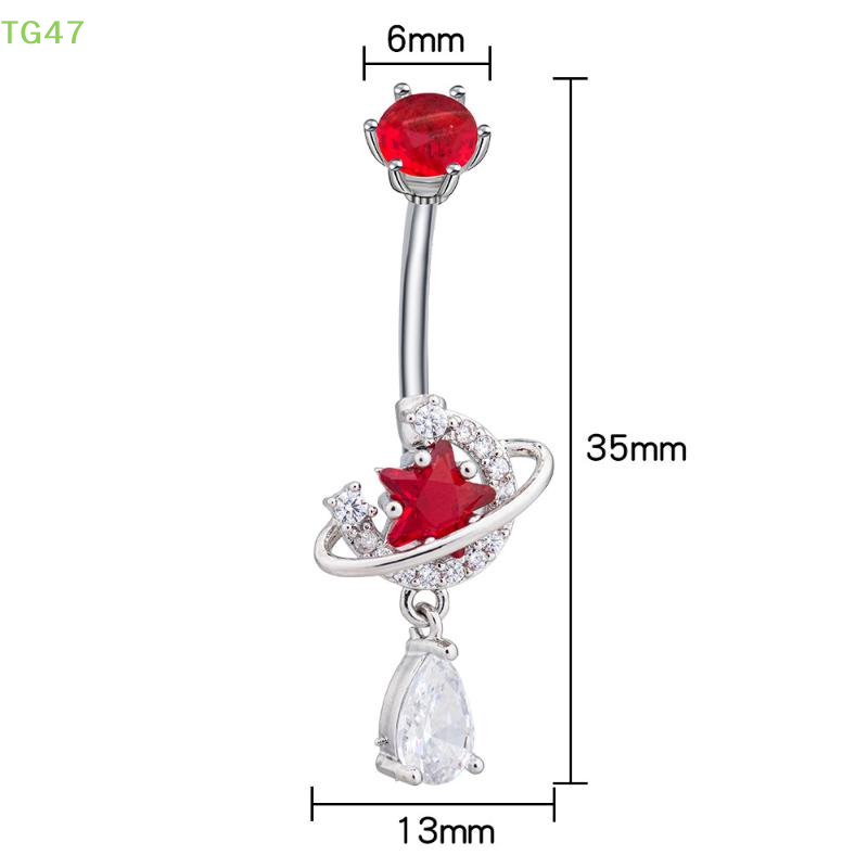 Body Jewelry Universe - 【LS】크리스탈 댕글 배꼽 링 스테인리스 스틸