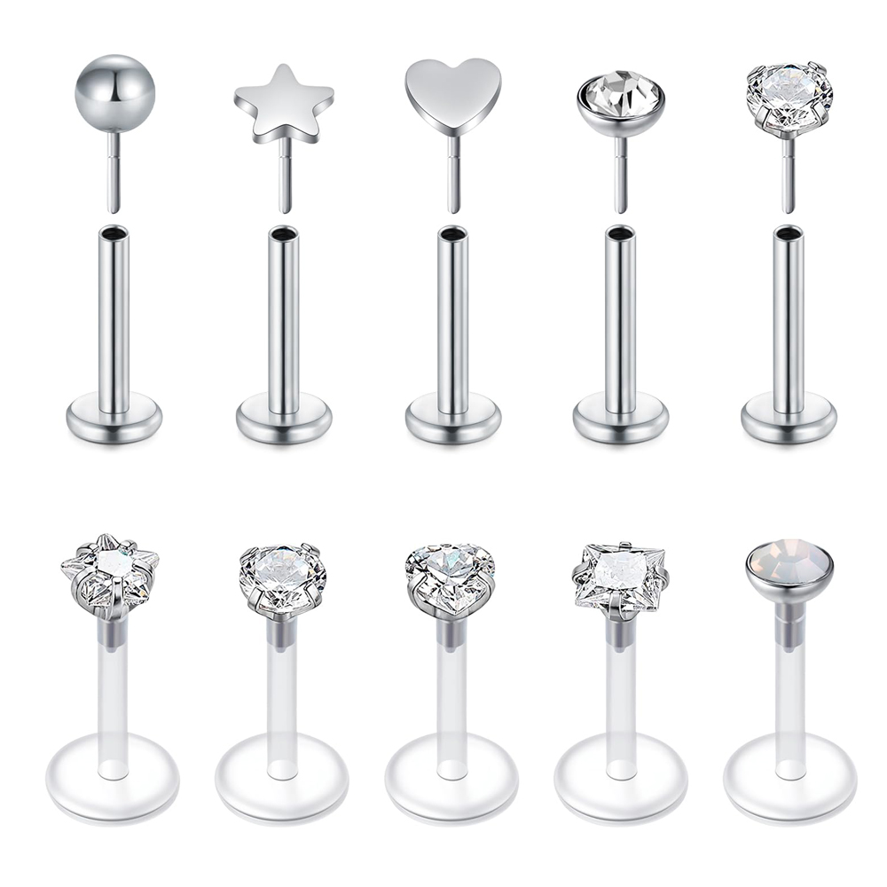 Body Jewelry Threadless - 10pcs 16G 스테인리스 & 아크릴 밀어