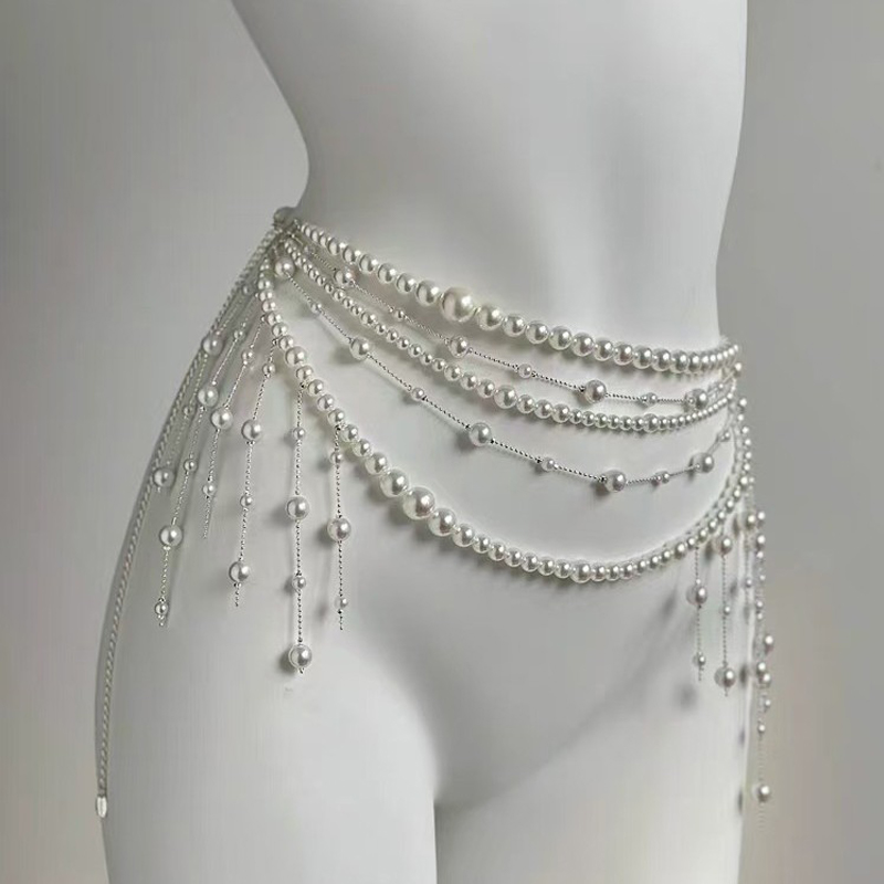 Body Jewelry Brands - 여성용 허리 체인 진주 다층 태슬