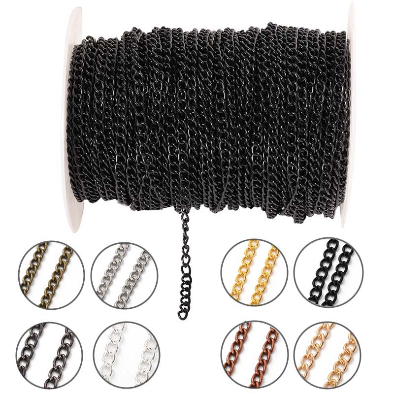 Body Jewelry Chains - 2미터 2.5/3.5/4.5mm 금속 플랫 타원형 연장