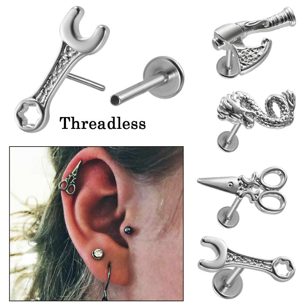 Body Jewelry Threadless - 1PC 외과 강철 나사없는 렌치 도끼