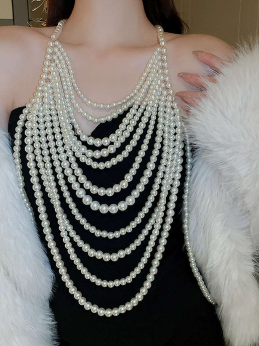 Body Jewelry Brands - 섹시한 멀티 레이어 진주 목걸이 크로스보더