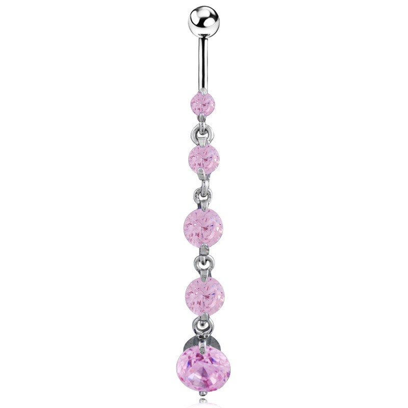 Body Jewelry Brands - 여성용 롱 라인스톤 피어싱 배꼽 단추
