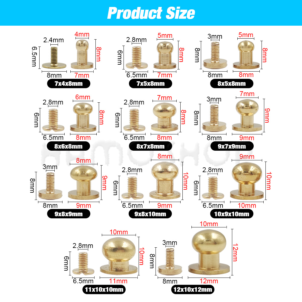 10pcs 솔리드 브래스 버튼 벨트 가방 시카고 스크류 - Body Jewelry Chicago 리뷰 및 가격