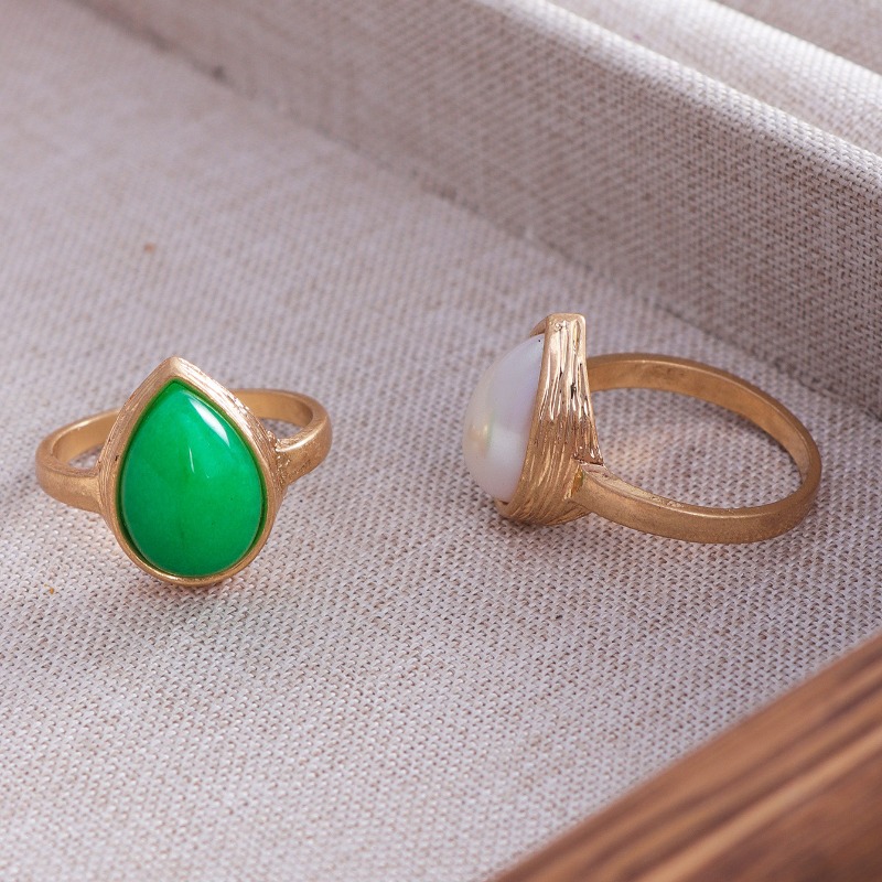 트렌디한 디자인의 독특한 빈티지 눈물방울 반지, 전복  - Body Jewelry Brands 리뷰 및 가격