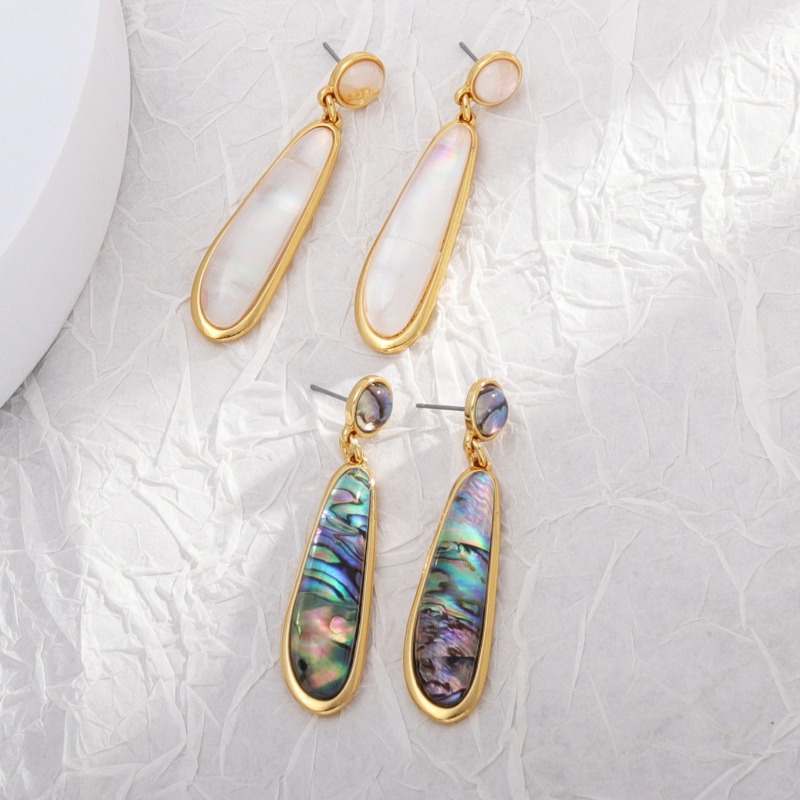 전복 껍질 모양 물방울 곡선 기하학 펜던트 귀걸이 골드 - Body Jewelry Brands 리뷰 및 가격