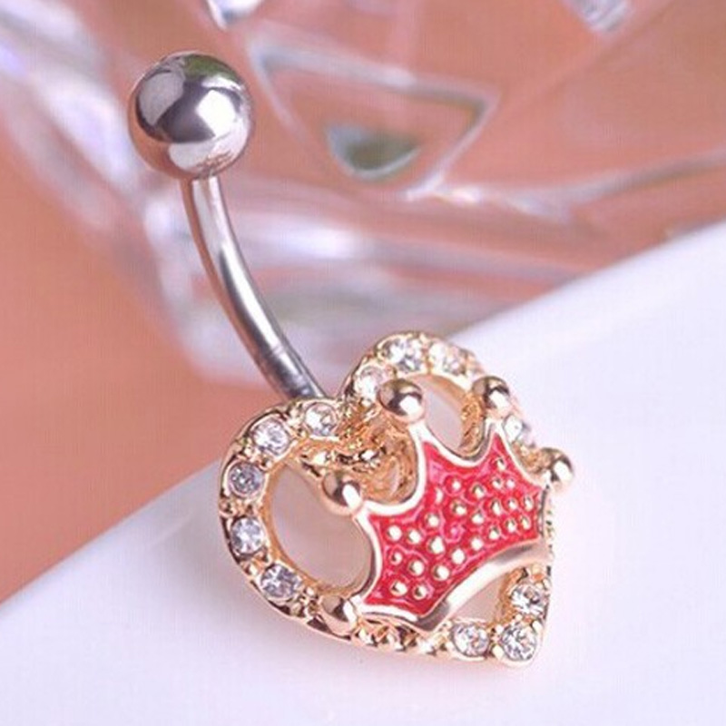 Zlxgirl 패션 여성 섹스 레드 크라운 모양 배꼽  - Body Jewelry Brands 리뷰 및 가격