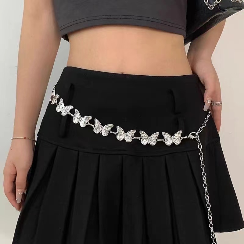 여자를위한 패션 나비 벨트 허리 체인 여자 실버 컬러  - Body Jewelry Chains 리뷰 및 가격
