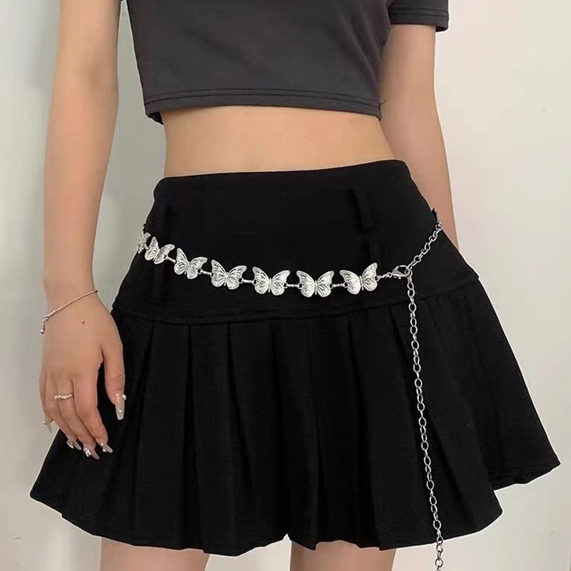 여자를위한 패션 나비 벨트 허리 체인 여자 실버 컬러  - Body Jewelry Chains 리뷰 및 가격