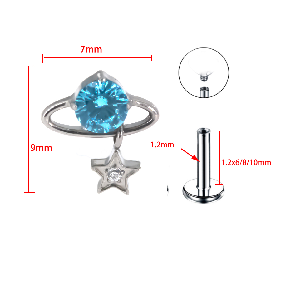 영원한 금속 우주 내부 나사산 CZ 별 모양, 라브렛  - Body Jewelry Universe 리뷰 및 가격
