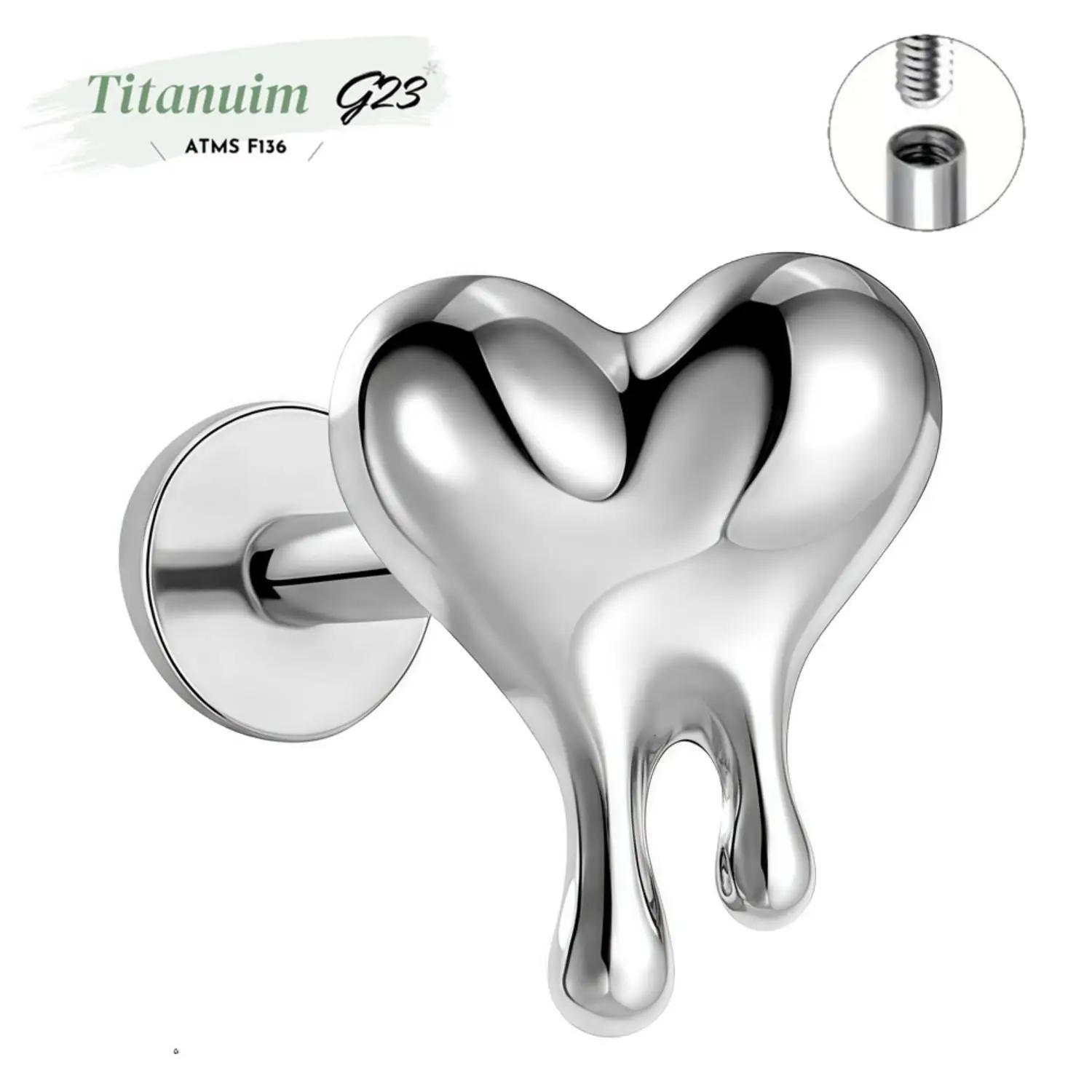 G23 고체 티타늄 연소 심장 귀걸이 귀걸이 피어싱 보 - Body Jewelry Threadless 리뷰 및 가격