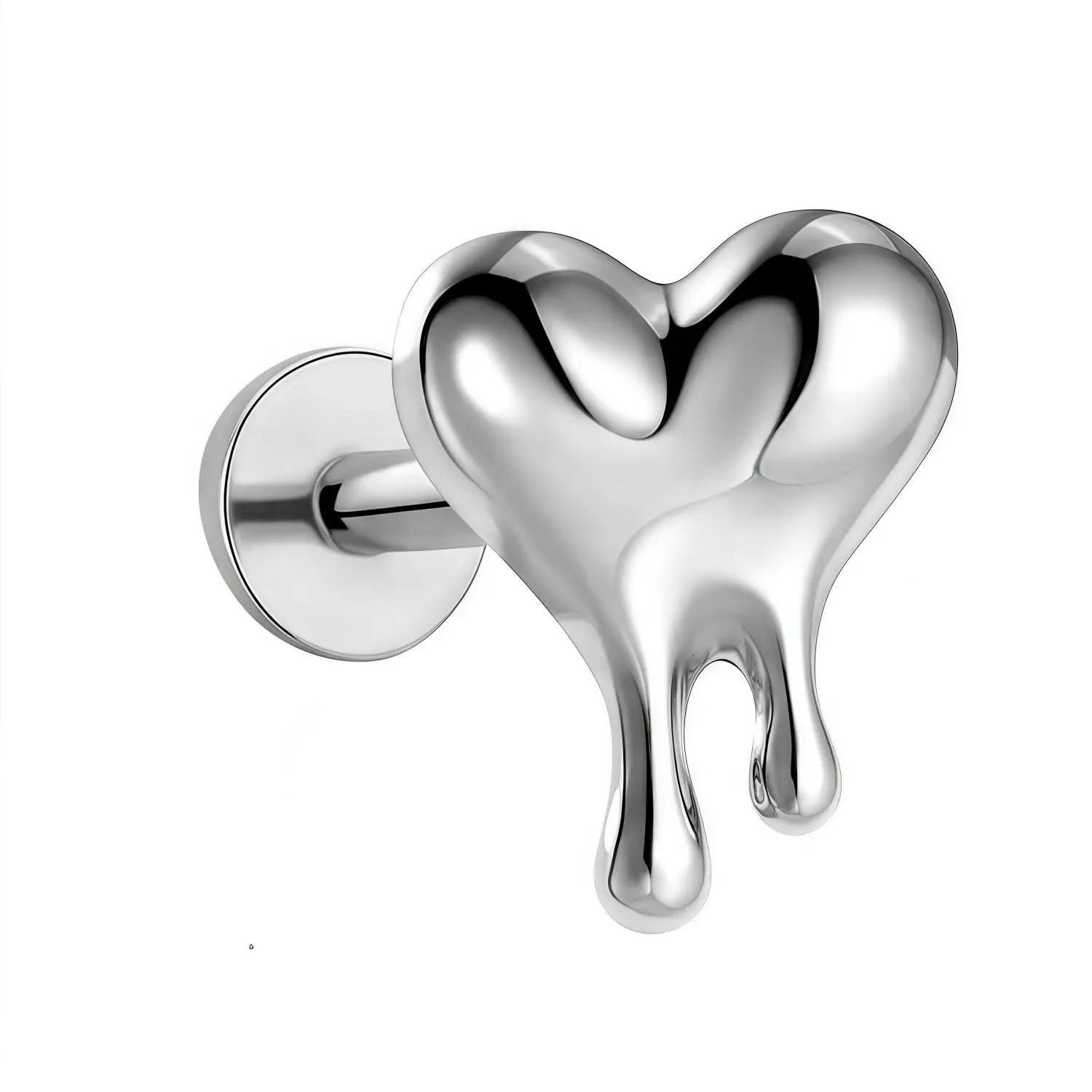 G23 고체 티타늄 연소 심장 귀걸이 귀걸이 피어싱 보 - Body Jewelry Threadless 리뷰 및 가격