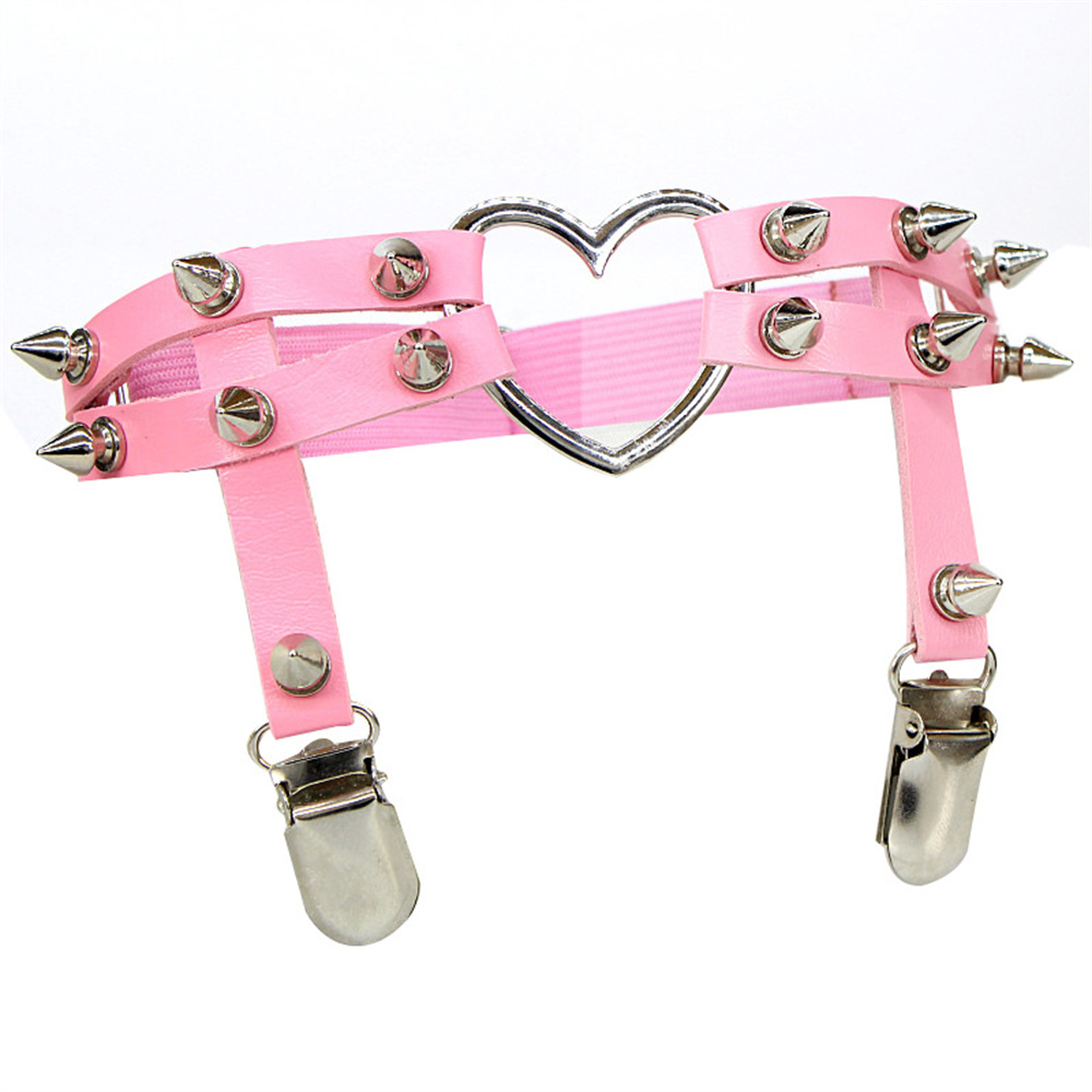 1Pcs 여성 펑크 고스 하트 PU 가죽 탄성 다리 반 - Body Jewelry Chains 리뷰 및 가격
