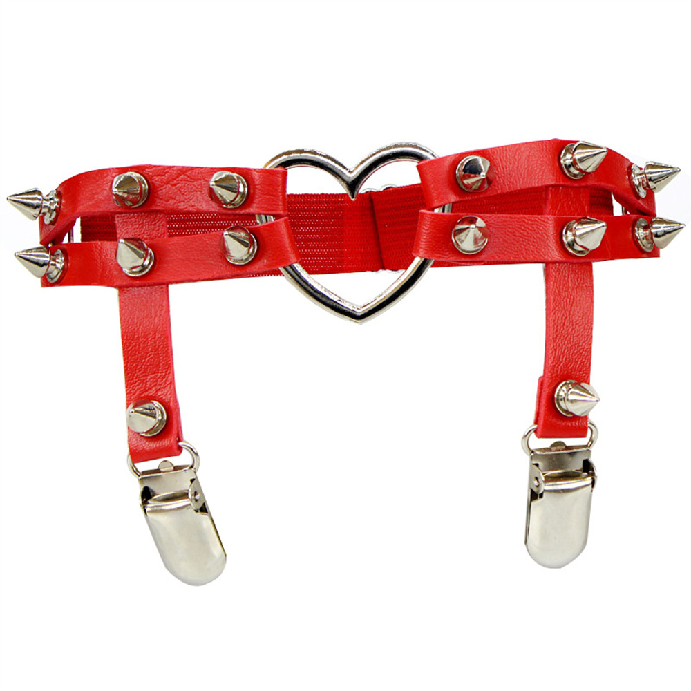 1Pcs 여성 펑크 고스 하트 PU 가죽 탄성 다리 반 - Body Jewelry Chains 리뷰 및 가격