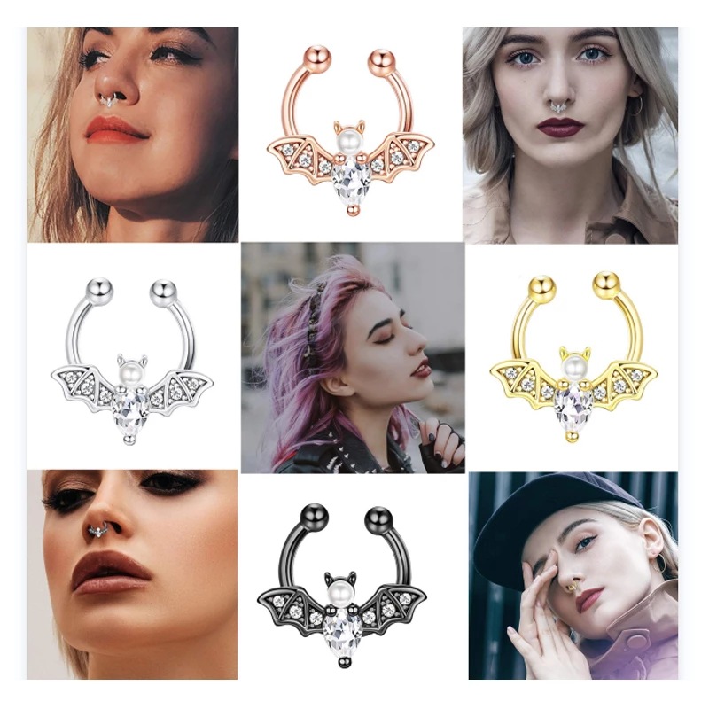 할로윈 다크 스테인레스 스틸 코 스터드 박쥐 코 링 C - Body Jewelry Universe 리뷰 및 가격