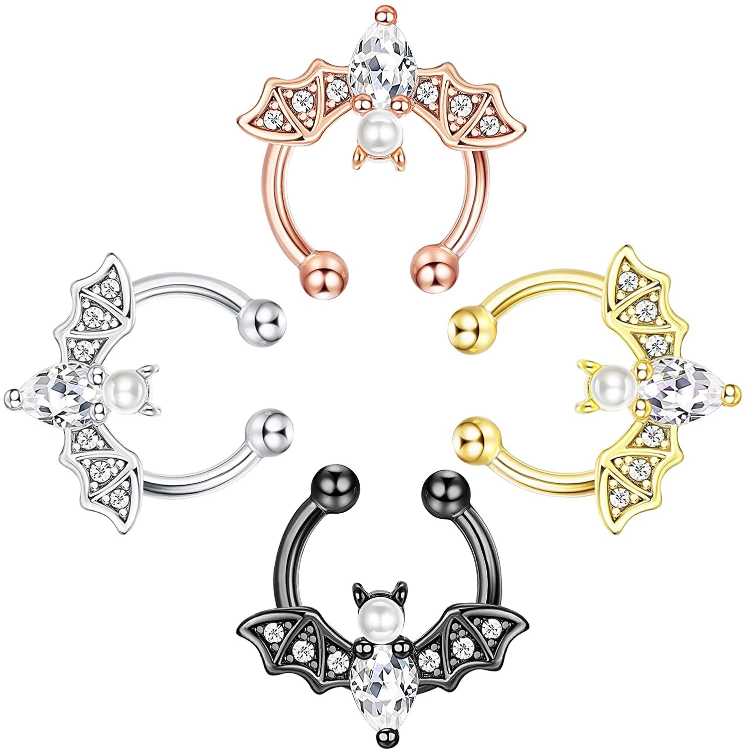 할로윈 다크 스테인레스 스틸 코 스터드 박쥐 코 링 C - Body Jewelry Universe 리뷰 및 가격