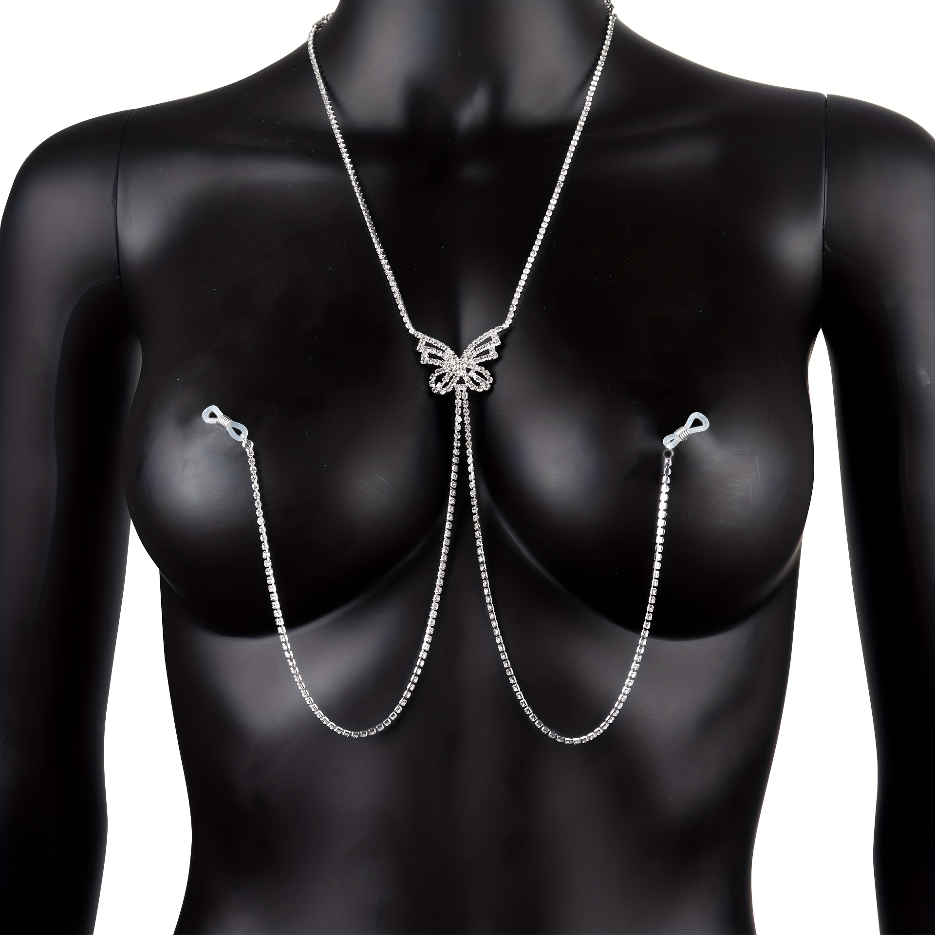 여성용 섹시한 술 나비 젖꼭지 체인, 비 천공 라인석  - Body Jewelry Chains 리뷰 및 가격