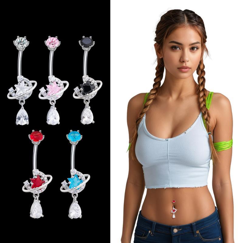 크리스탈 댕글 배꼽 링 스테인리스 스틸 지르콘 유니버스 - Body Jewelry Universe 리뷰 및 가격