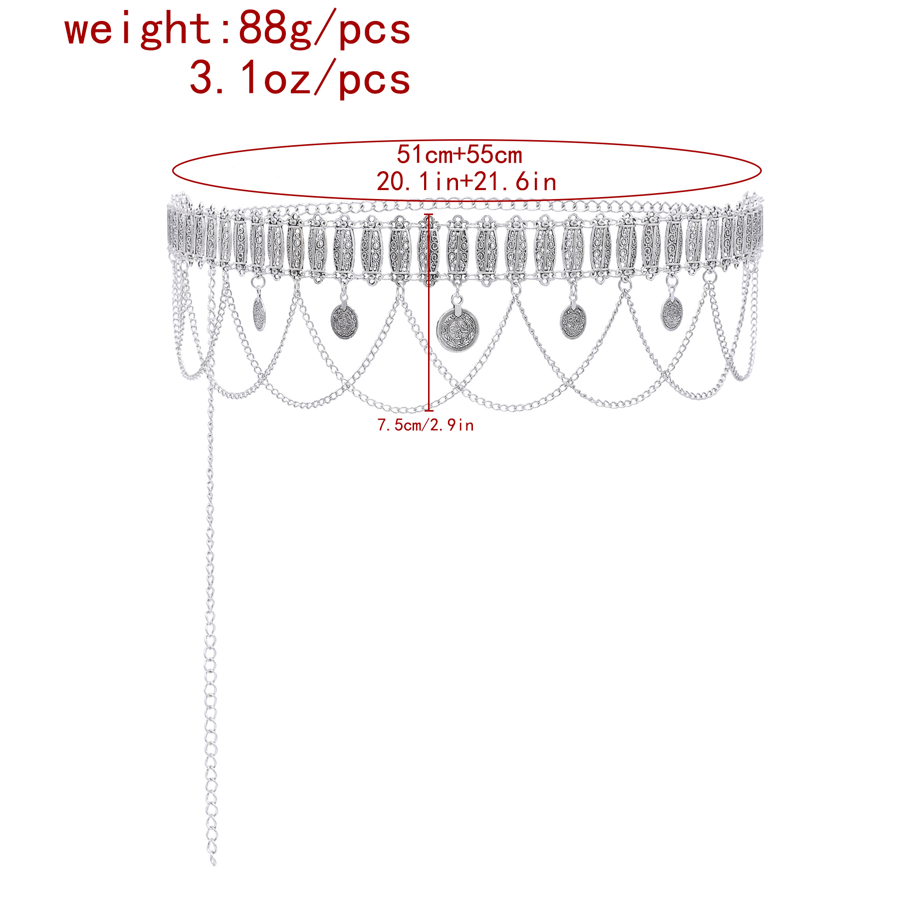 니치 레트로 디자인 실버 조각 기하학적 합금 패치워크  - Body Jewelry Chains 리뷰 및 가격