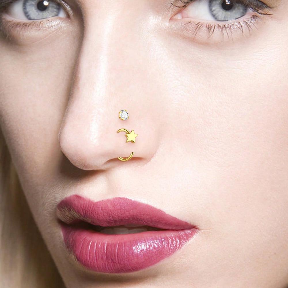 5개입 코링 후프 나사 없는 코 스터드 스테인리스 스틸 - Body Jewelry Threadless 리뷰 및 가격