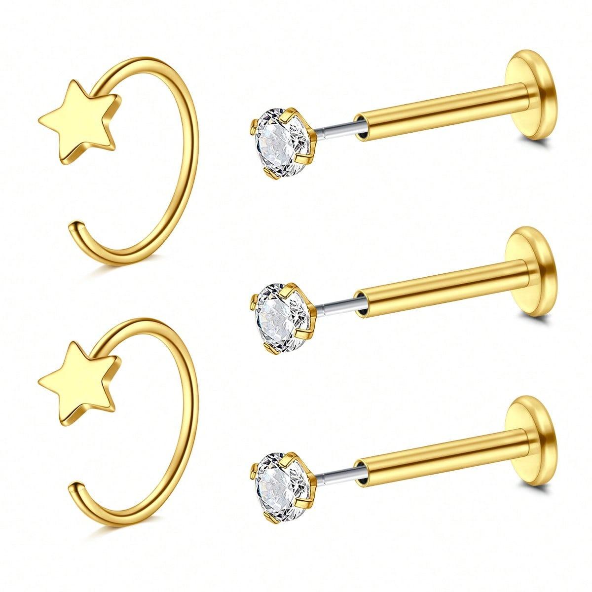 5개입 코링 후프 나사 없는 코 스터드 스테인리스 스틸 - Body Jewelry Threadless 리뷰 및 가격