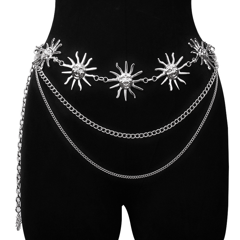 두꺼운 멀티 레이어 펑크 고딕 문 썬 허리 체인 메탈  - Body Jewelry Sale 리뷰 및 가격