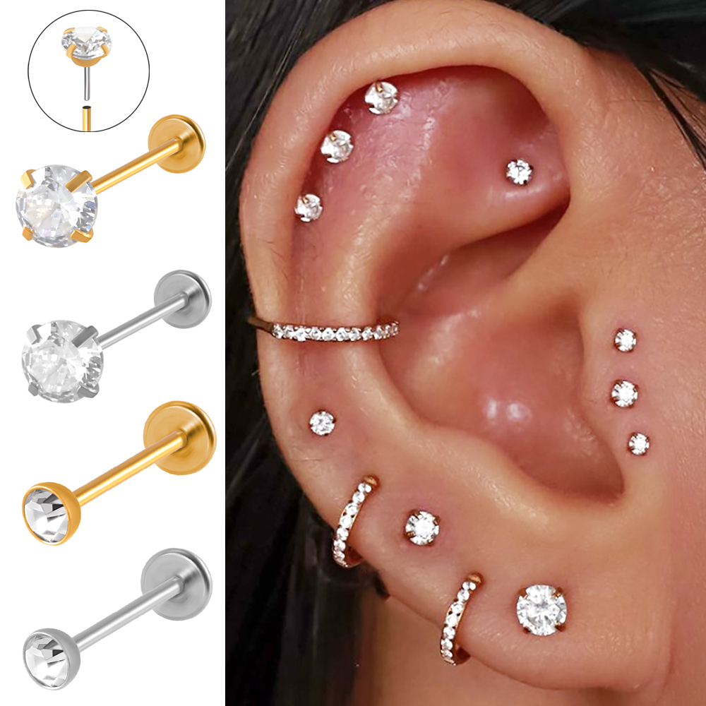 외과 스틸 나사없는 푸시 인 귀 연골, 이주 나선 귀걸 - Body Jewelry Threadless 리뷰 및 가격