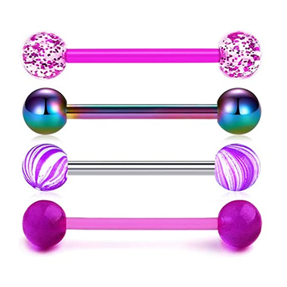 1PCS/4PCS 젖꼭지 혀 링 스트레이트 바벨 14G - Tongue Barbell Straight 리뷰 및 가격