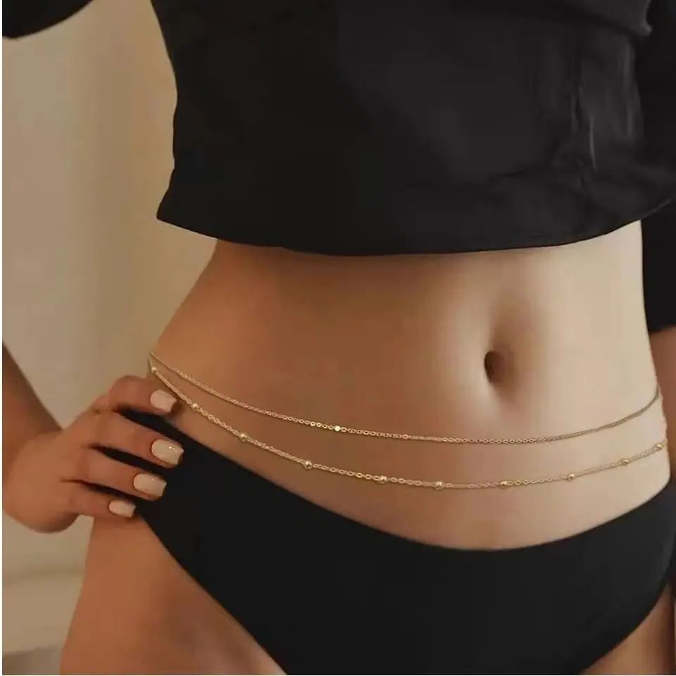 여성을위한 힙합 더블 레이어 배꼽 체인 Y2K 골드 컬 - Body Jewelry Chains 리뷰 및 가격