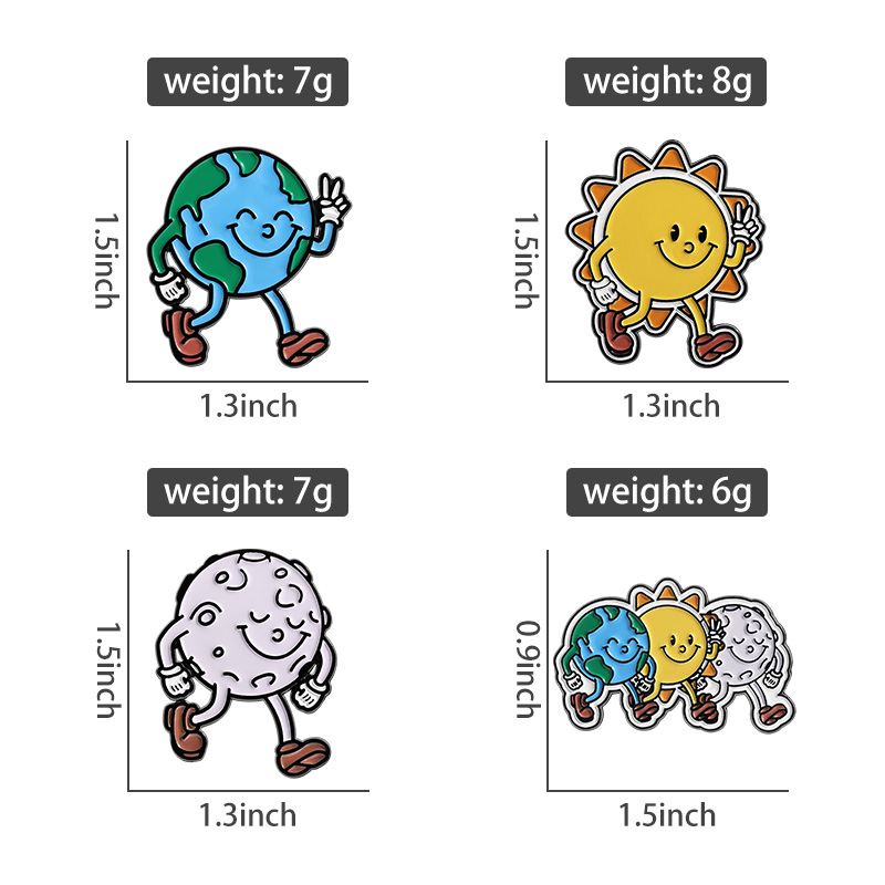 미소 천체 지구 태양 달 에나멜 핀 푸른 바다 자연과  - Body Jewelry Universe 리뷰 및 가격