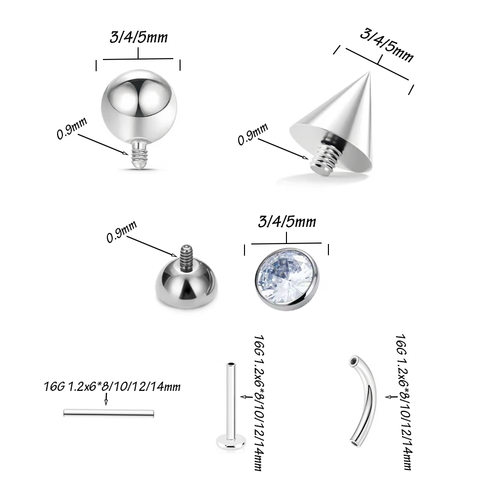 10/30/40pcs F136 티타늄 내부 스레드 16 - Body Jewelry Universe 리뷰 및 가격