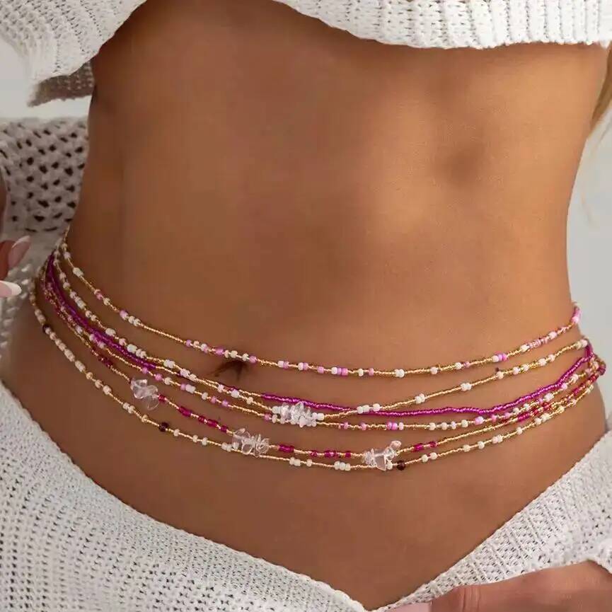 시신 6종 세트 보헤미안 스타일 화려한 쌀알 비즈 허리 - Body Jewelry Chains 리뷰 및 가격