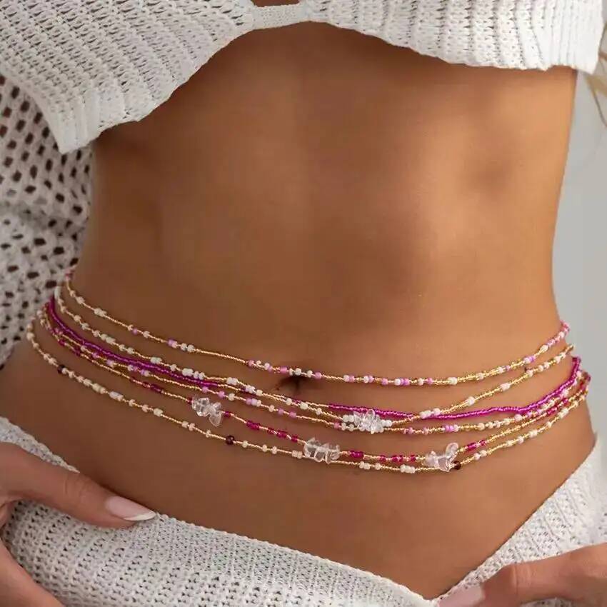 시신 6종 세트 보헤미안 스타일 화려한 쌀알 비즈 허리 - Body Jewelry Chains 리뷰 및 가격